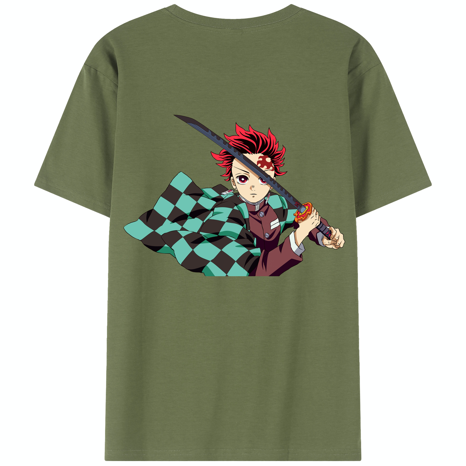 （画像用） 鬼滅の刃 竈門 炭治郎／かまど たんじろう Kamado Tanjirou 綿100％半袖Tシャツ（背面プリント）